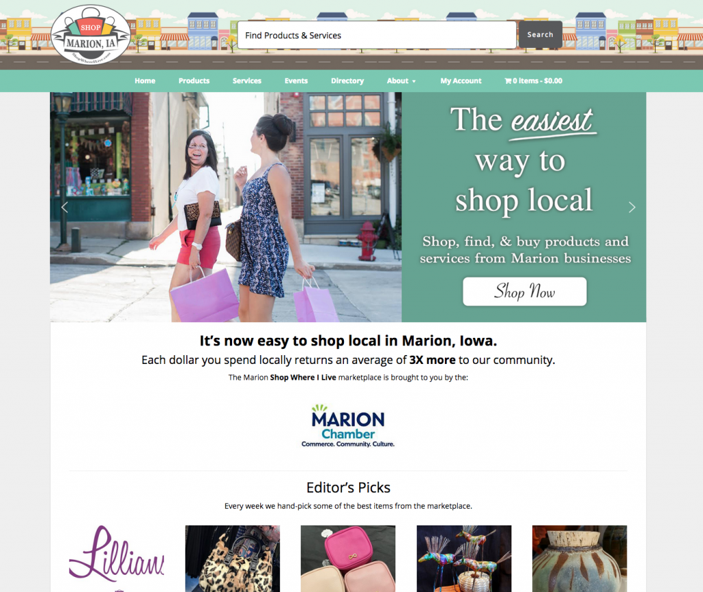 Picture of Marion marketplace home page.