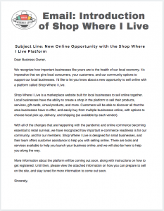 Email Introduction of Shop Where I Live